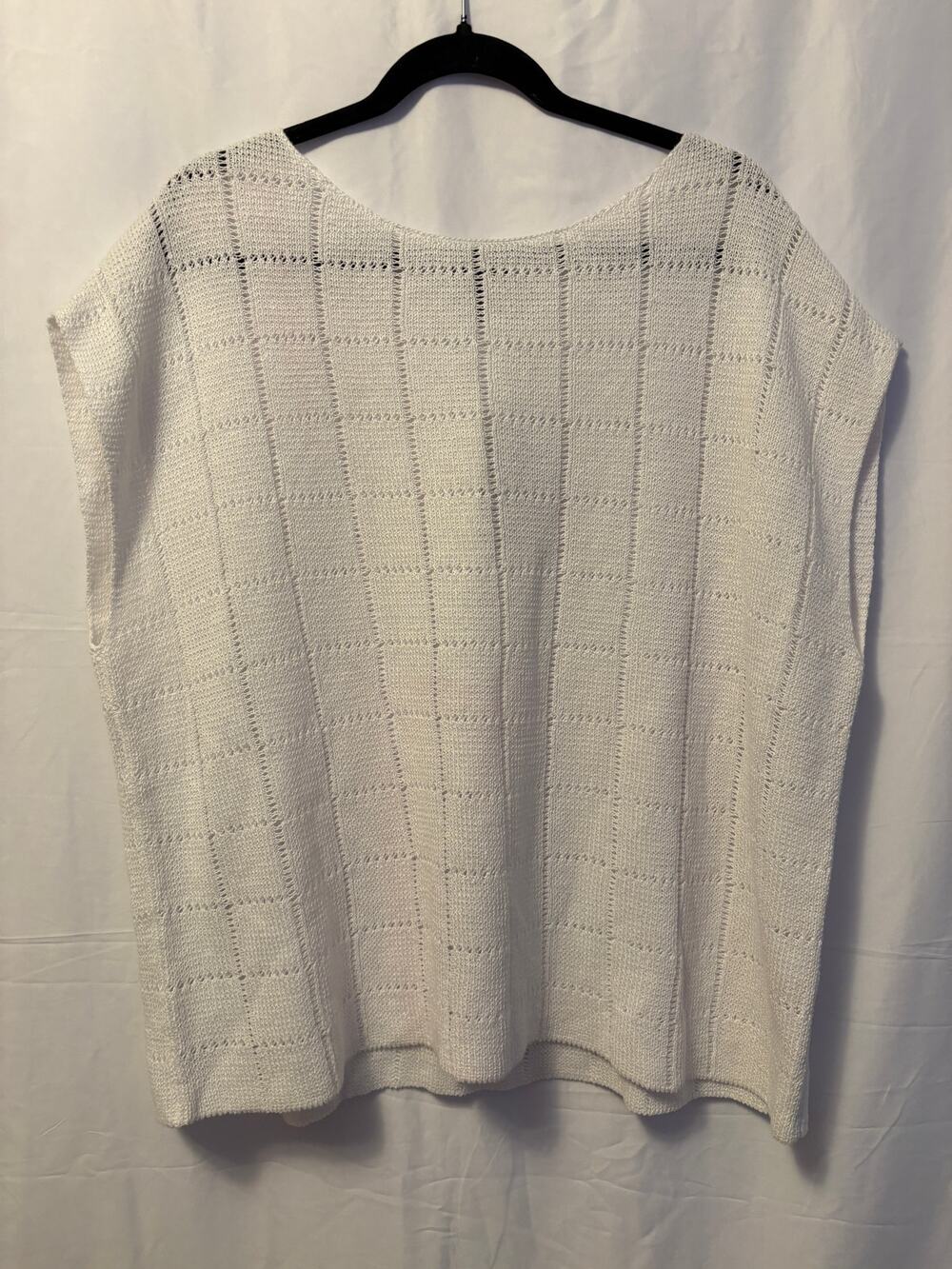 New Eileen Fisher Organic Linen Boxy  Short Sleeve Top White Women's Sz L